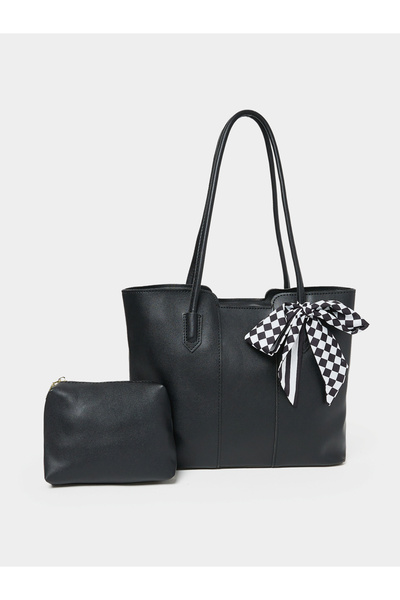 Styli Printed Scarf Detail Shoulder Bag and Pouch Set