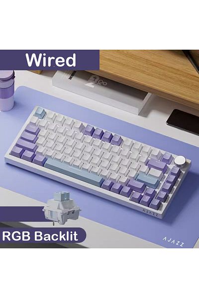 Ajazz AK820 Purple AJAZZ AK820/AK820Pro Mechanical Keyboard TFT Screen Multifunctional Knob Gaming Keyboar