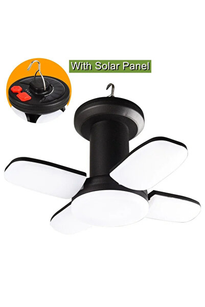 Heinast مصباح تخييم LED يعمل بالطاقة الشمسية مكون من 4 أوراق، قابل لإعادة الش...