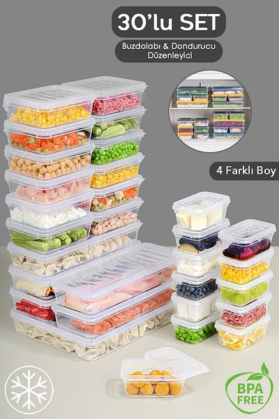 Meleni Home 30 Piece Transparent Lid Microwave Compatible Storage Container Set - Organizer Organizer Food Storage Container