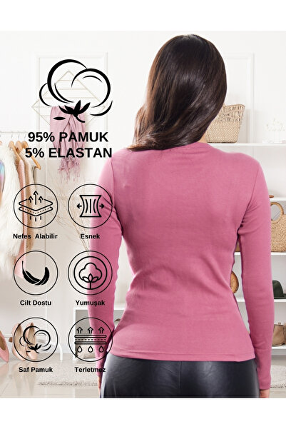 ALYA UNDERWEAR Σώμα με ραβδώσεις με λαιμόκοψη - Lycra και Dusty Rose