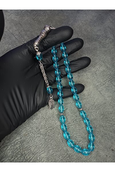 Mos Tespih مسبحة من الحجر الطبيعي الزجاجي عالي الجودة من قطع الشعير