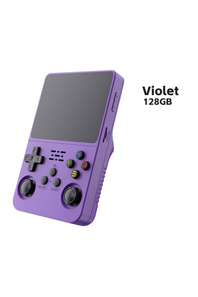 yydzkj 128GB Violet R36S Retro Handheld Video Game Console Linux System 3.5-inch IPS Screen Mini Portable H