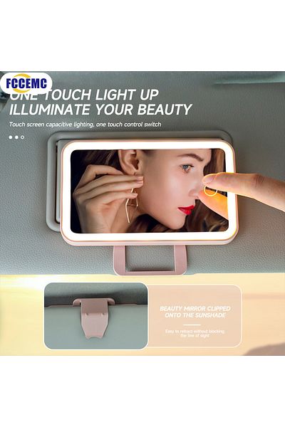 Choice Pink Mini Car Interior Makeup Mirrors Sun Visor Plate Led Mirror For Girls Women Rechargeable Fill L