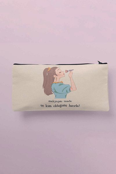 qoeuyl boutique Έντυπη υφασμάτινη τσάντα μακιγιάζ - Πορτοφόλι μολυβοθήκης