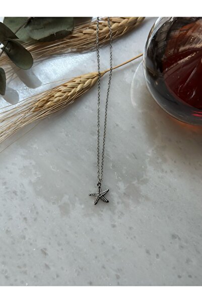 MİOSA 316L Kararmaz Çelik Rodyum Kaplama Deniz Yıldızı Kolye