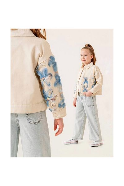 CİCHLİD Flower Garnish Jacket Tshirt Set