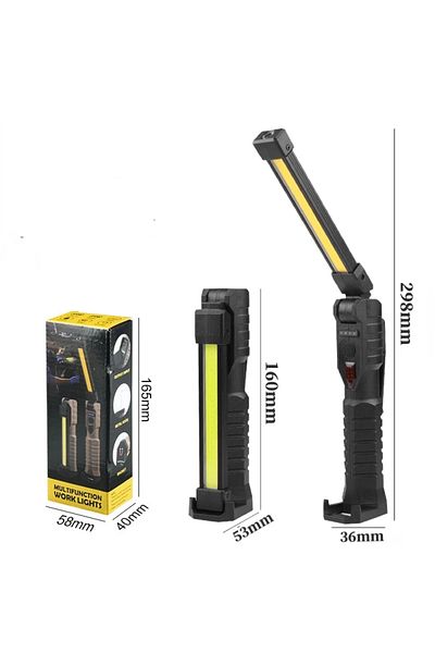 ZHIYU Built in battery Black Folding COB XPE LED Work Light Handheld Flashlight with Built-in Battery Lamp