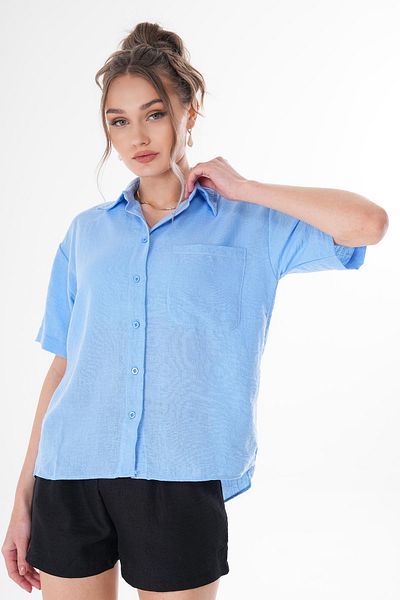ŞİMAL Cămașă oversize de in pentru femei cu un singur buzunar 250136   -