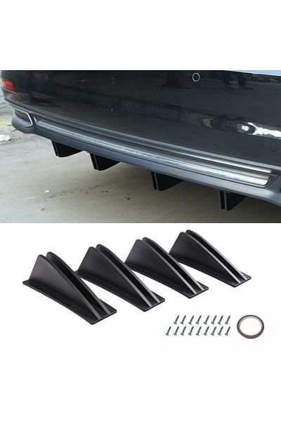 Choice black 4pcs car modification universal rear spoiler shark fin bumper chassis spoiler split diffuser c
