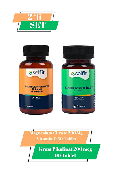 Selfit Krom Pikolinat 200 mcg 90 Tablet + Magnezyum Sitrat 200 mg + D Vitamini 60 Tablet