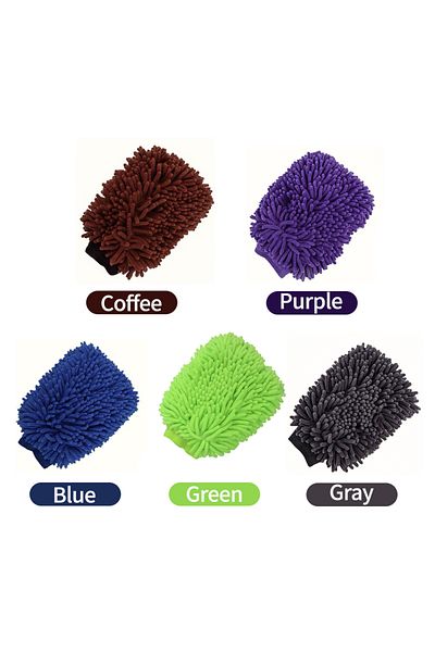 Choice Grey Gloves Car Wash Gloves Chenille Glove Plush Rags Thickened Double-sided Car Supplies Cleaning T