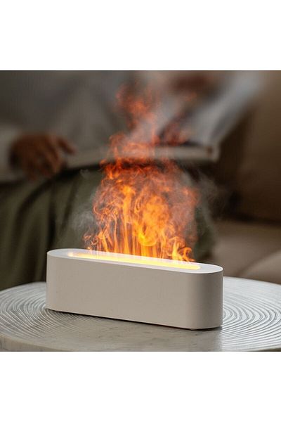 Choice WHITE Newest RGB Flame Aroma Diffuser Humidifier USB Desktop Simulation Light Aromatherapy Purifier