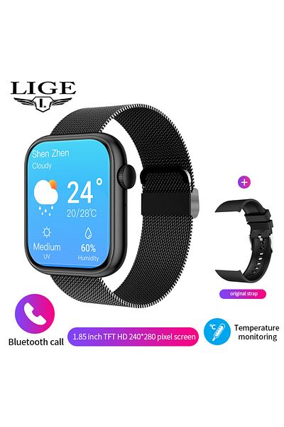 Choice Mesh Belt Black Lige New Smart Watch 2025 Wireless Charging Smartwatch Bluetooth Calls Men Women Sma