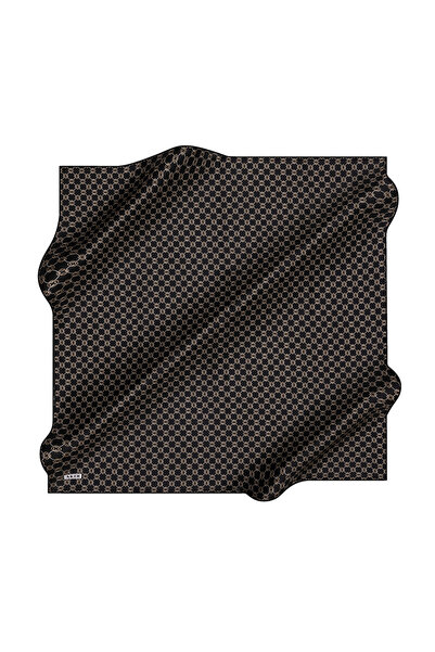 Aker Eșarfă din satin creponat de mătase cu model logo