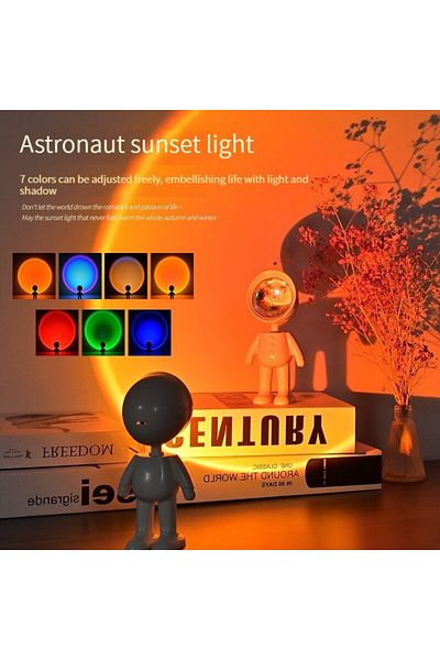 Choice 7 Colors LED Seven Colors Light Sunset Light Astronaut Light Rainbow Projection Night Light 360Degre