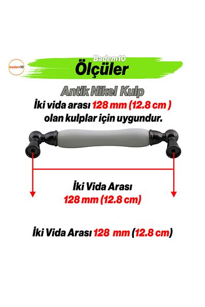 Badem10 Domaniç Porțelan Nichel Antic 128 Mm Mobilier Bucătărie Sertar Dulap Dulap Mâner Capac Mâner Mânere
