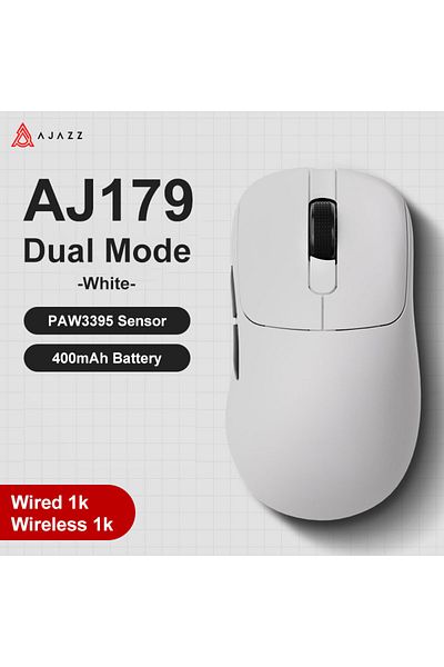 Ajazz Aj179-white Aj179 Pro Paw3395 Lightweight Wired Wireless Mouse With Magnetic Charging Base Erg