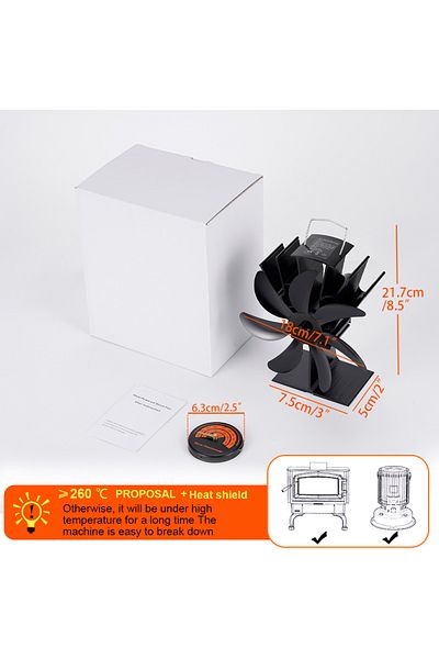 Choice With Thermometer 7 Blades Stove Fan Heat Powered Fireplace Fan Log Wood Burner Aluminum Alloy Eco-Fa