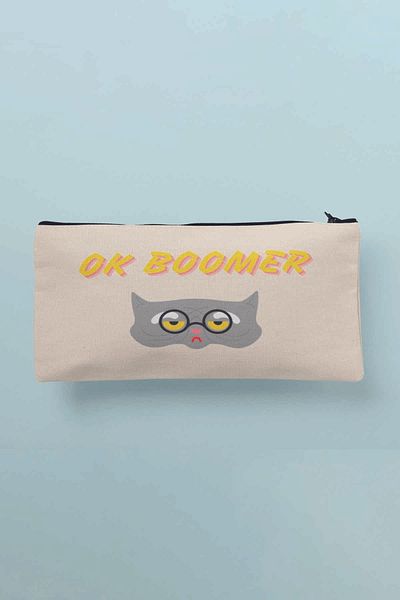 qoeuyl boutique Ok Boomer Printed υφασμάτινη τσάντα μακιγιάζ Πορτοφόλι μολυβοθήκη