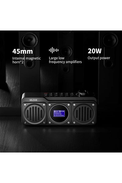 MLOVE black MLOVE BV810 Portable Bluetooth Speaker with FM Radio, Waterproof Speaker , LCD Screen Display,