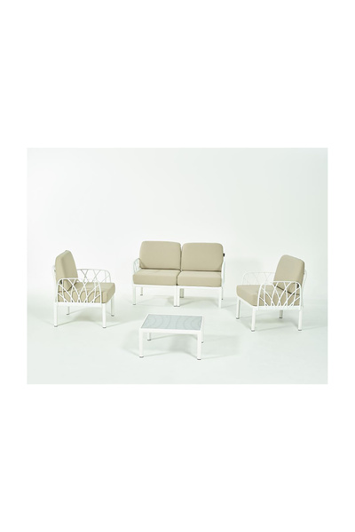 Novussi GARDA Sofa Set 2+1+1+Sehpa BEJ Minderli