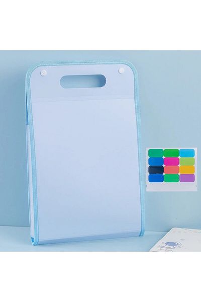 Choice Transparent Blue H 13 Pocket File Folders Portable A4 Letter Size Macaron Color Accordian Document O
