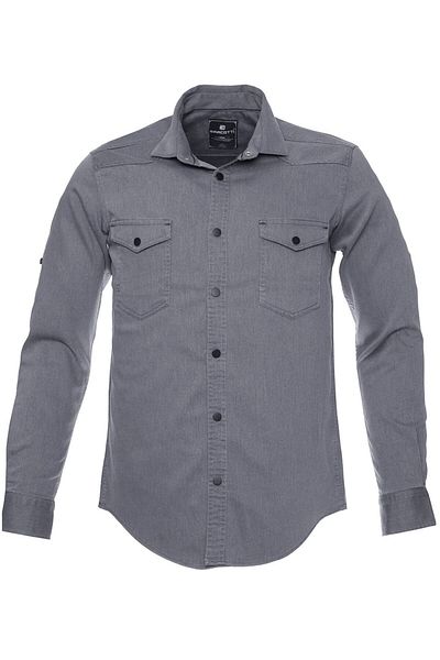 tambattal Lycra Large Size Denim Shirt Long Sleeve Gray Suitable for 120Kg-190Kg