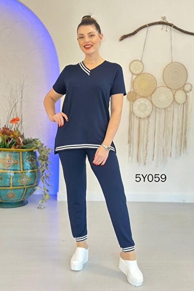 İnce Topuk V-Neck Short Sleeve Crystal Fabric Suit 5Y059