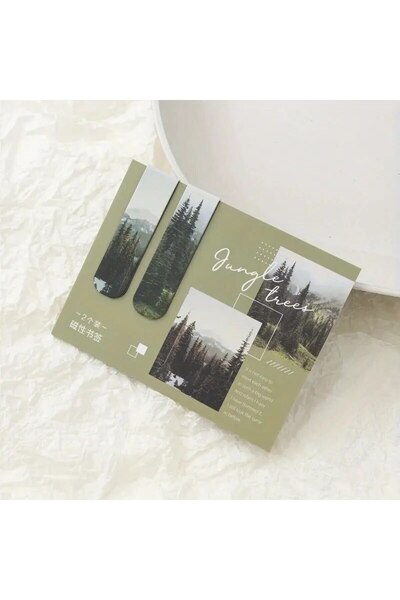 Choice C 2pcs Forest Landscape Magnetic Bookmark For Pages Books Readers