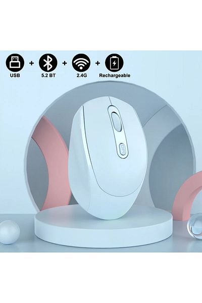 congdi Blue Wireless Silent Mouse Bluetooth-compatible 2.4G Dual Mode Rechargeable Optical Mouse 1600 DPI F