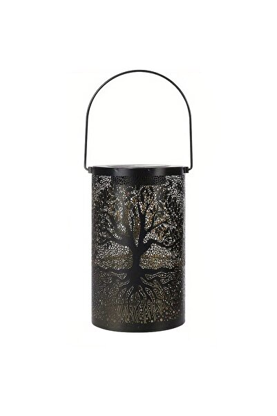 Choice فانوس شمسي معلق أسود قطعة واحدة، مقاوم للماء في الهواء الطلق، أضواء LED معدنية عتيقة لشجرة كبيرة مزخرفة، Ga