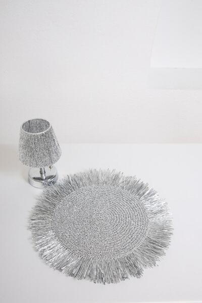 Maison Avf Silver Fringed Knitted Placemat / Placemat