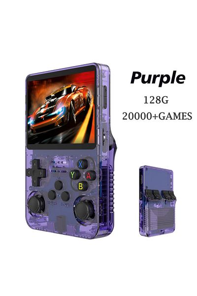 yydzkj purple 128G R36S Handheld Game Console 3.5 Inch IPS Screen Retro Game Console Linux System Screen Po