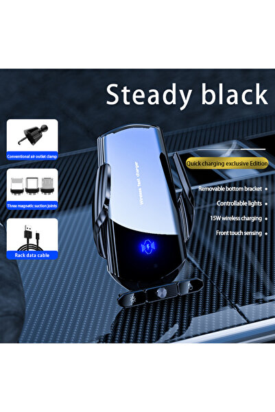 Choice حامل الجاذبية للسيارة باللون الأسود، حامل شاحن لاسلكي للهاتف، مشبك تثب...