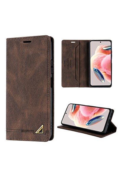 Choice1 جراب جلد قابل للطي مغناطيسيًا بلون بني فاتح، مزود محفظة بطاقات وحافظة...