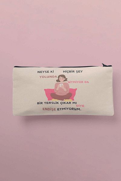 qoeuyl boutique Ευτυχώς τίποτα δεν πάει καν Πορτοφόλι με στυλό τσάντα μακιγιάζ με στάμπα