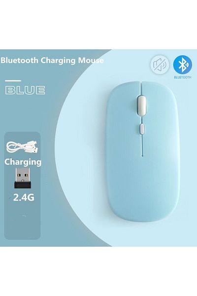 Choice Blue Macaron Rechargeable Wireless Bluetooth Mouse 2.4G USB Mice For Android Windows Tablet Laptop N