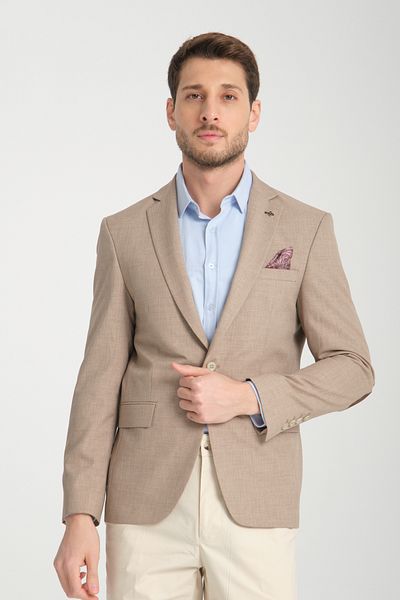 Frappoli Ανδρικό Slim Fit Blazer Jacket - Drs Pieros, Mink Cotton, Suede, Four Seasons