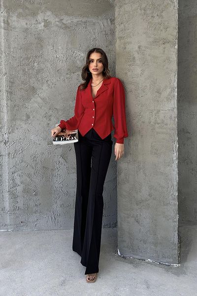 RB CLUB Chiffon Blouse - Button Detailed Sleeves