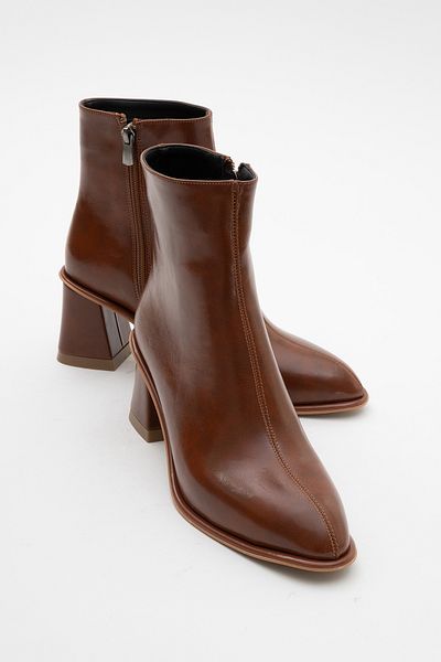 LuviShoes Γυναικείες μπότες με χοντρό τακούνι ALBA Tan Skin