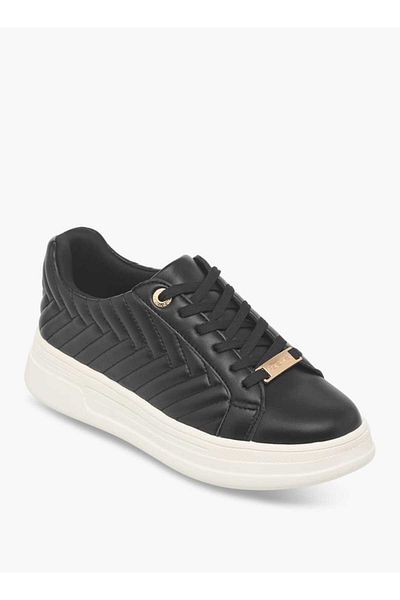 Paprika Quilted Metallic Sneakers with Lace-Up Closure