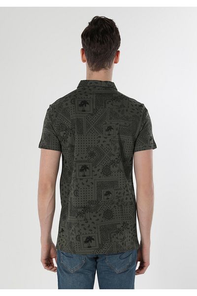 Colin's Regular Fit Polo Neck Printed Men's Green Short Sleeve T-Shirt