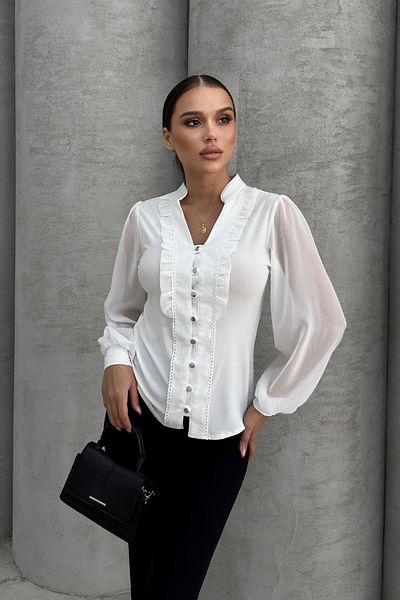 RB CLUB Γυναικείο Judge Collar Ruffle Λεπτομερής άμμος μπλούζα