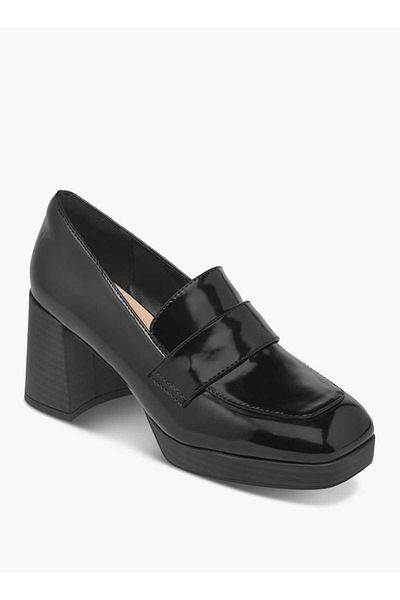 Paprika Solid Slip-On Loafers with Block Heels
