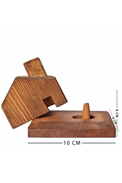 Home 3'lü Ahşap Evi Tütsülük+ 10lu Konik Tütsü + 20lı uzun renkli Kibrit Seti (HER ŞEY DAHİL)