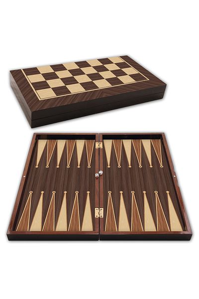 Alpsan Lotus Star Cafe Walnut Backgammon Set