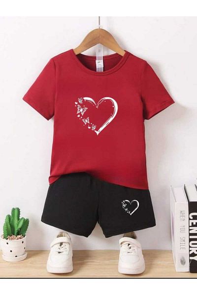 DOCE ELEGANTE Children's Suit with Heart Butterfly Print