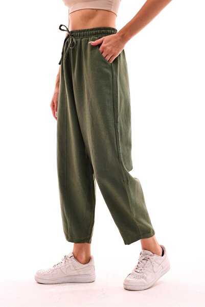 MODAJİN Elastic Waist Dadali Shalwar - Khaki Trousers