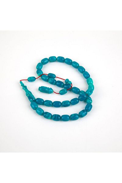 LapisDo 7X11Mm Dark Turquoise Rosary - Beyzi Cut Amber Tightening